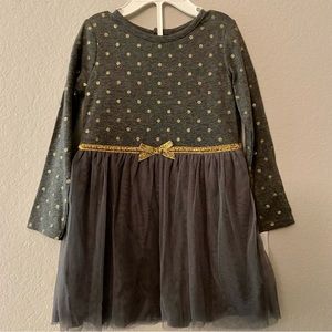 Carters 24 months 2 piece gray & gold polka dot long sleeve dress